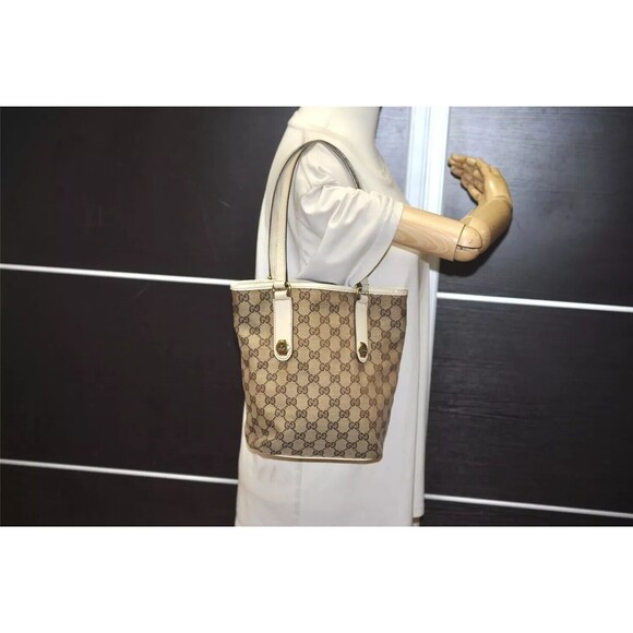 Authentic GUCCI Charmy Shoulder Tote Bag GG Canvas Leather 153361 Brown 8782J - Picture 11 of 16